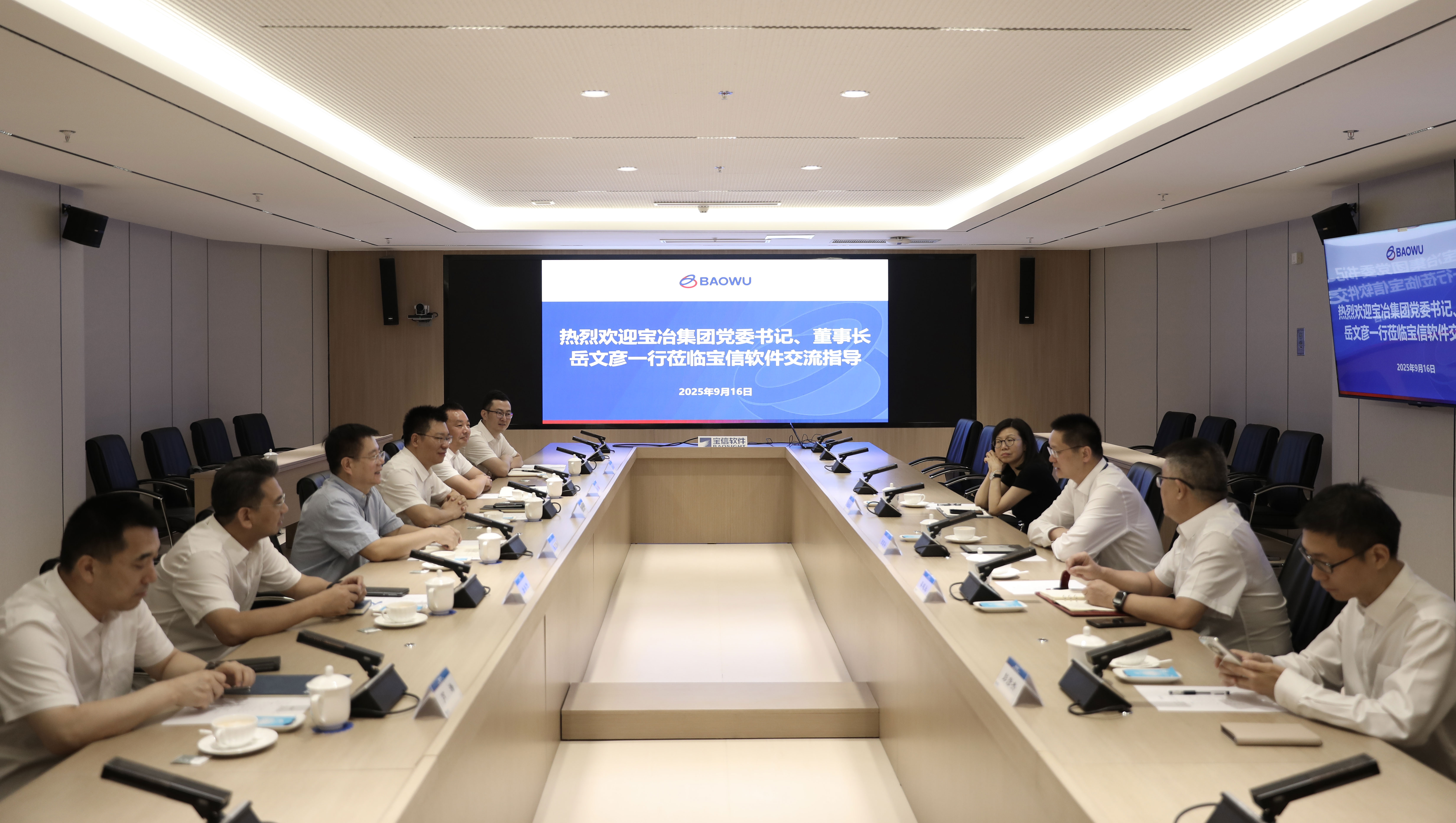岳文彦一行拜访宝信软件党委书记、、、、董事长田国兵